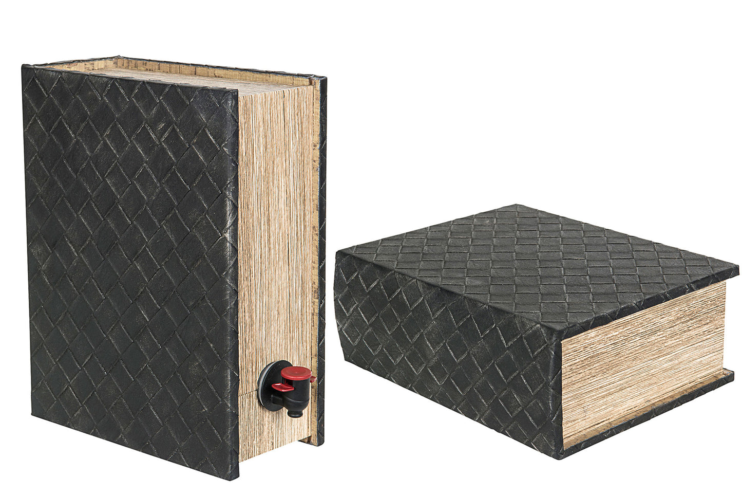 Vínbox Bók Fléttað Leður 29cm