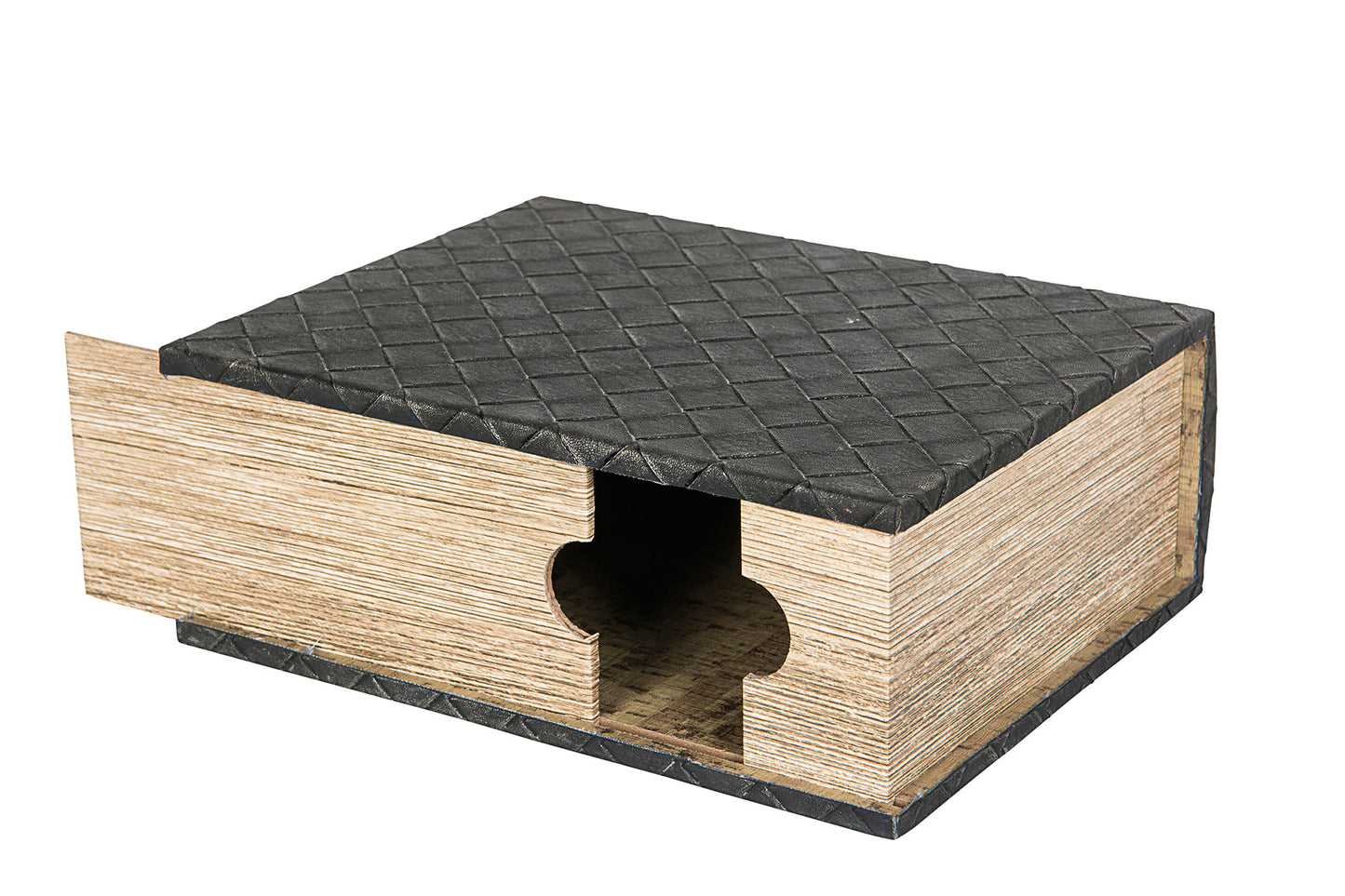 Vínbox Bók Fléttað Leður 29cm