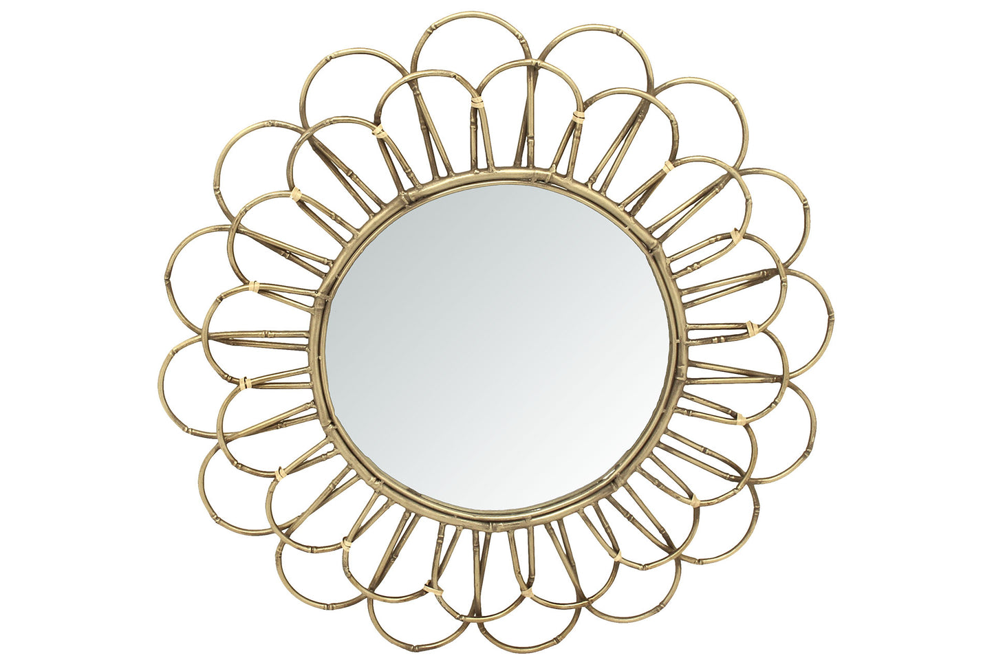 Spegill Sólblóm Bambus Brass Ø70