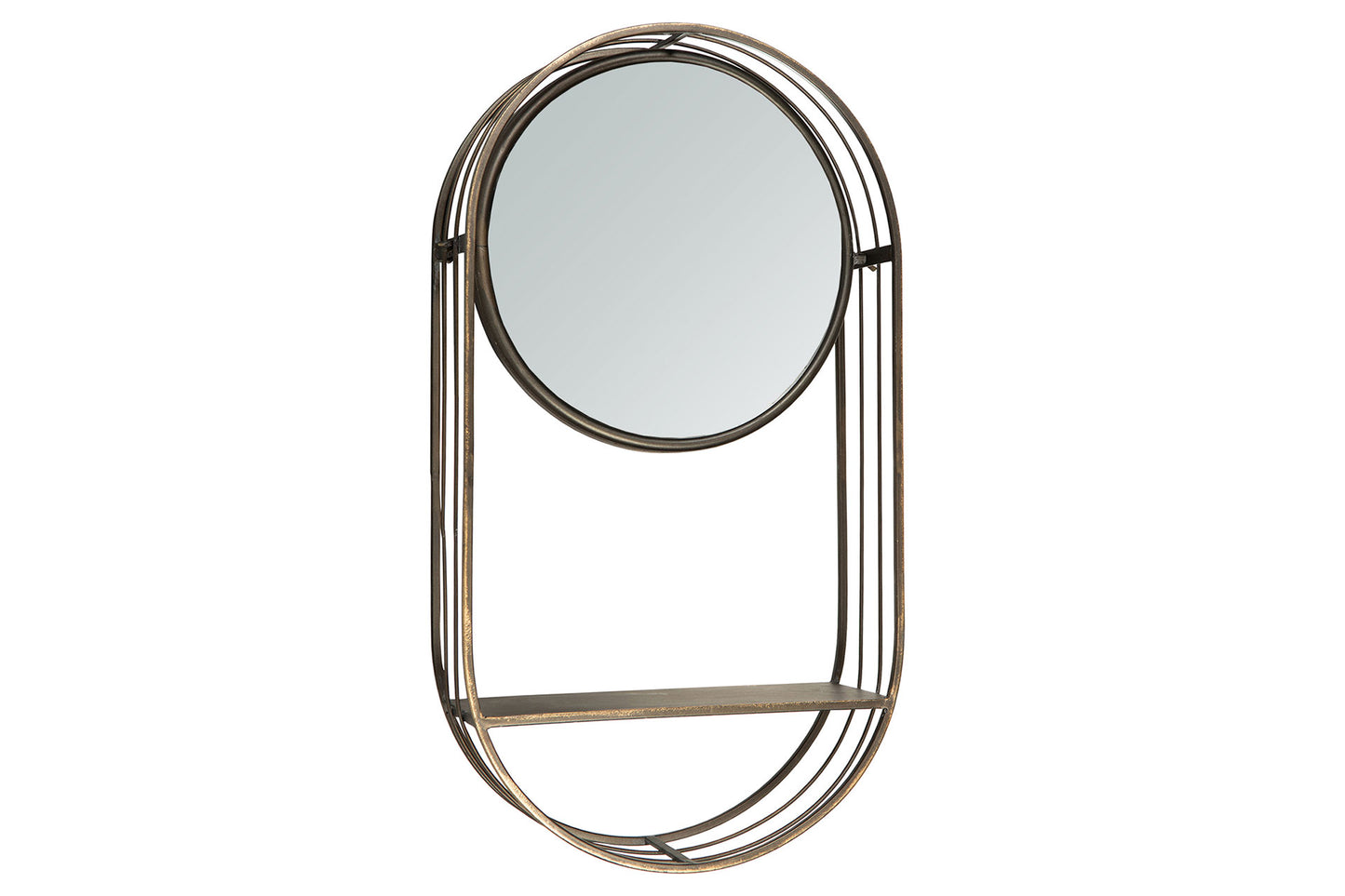 Spegill með hillu antík brass 71cm